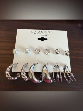 Laundry By Shelli Segal Silver Multi-Pair Earring Set